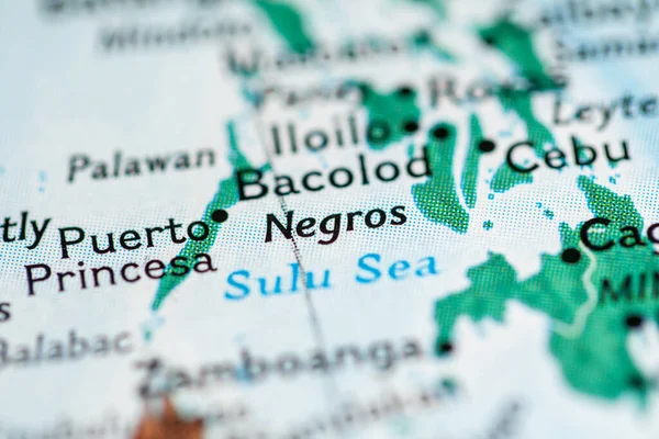 Negros Filipinas Sobre Mapa Geográfico — Fotografia de Stock