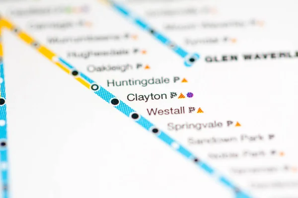 クレイトン駅 メルボルン地図 — ストック写真