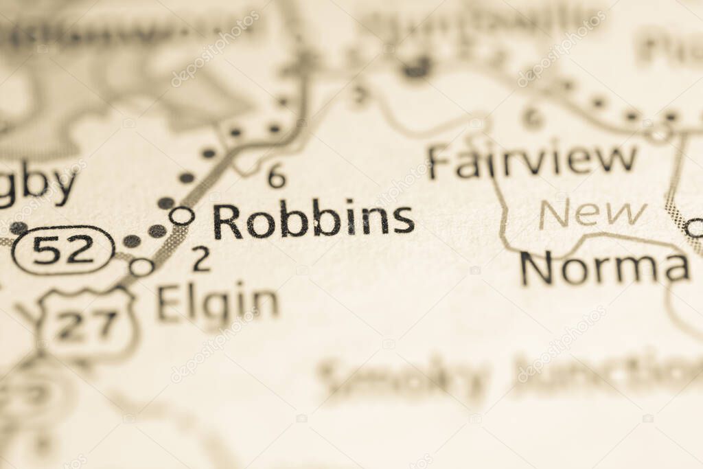 Robbins. Tennessee. USA map