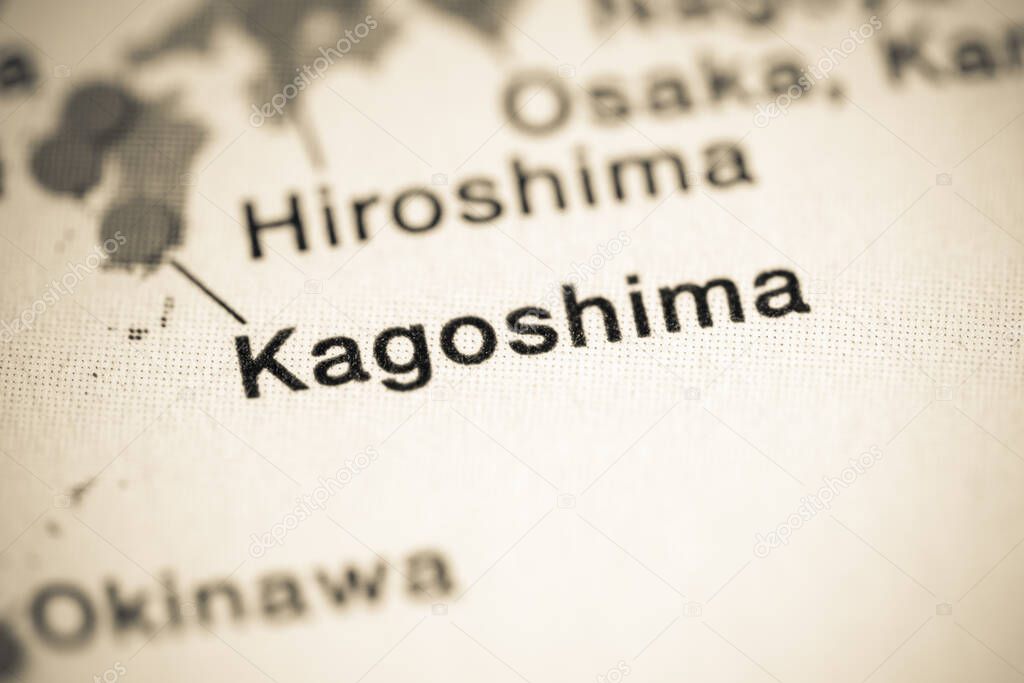 Kagoshima, Japan cartography illustration, geography map 