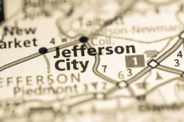 Τζέφερσον Σίτι Τενεσί Ηπα Έννοια Οδικού Χάρτη — Φωτογραφία Αρχείου
