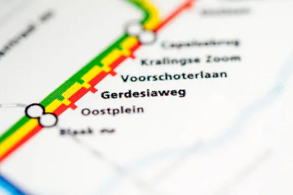 Gerdesiaweg Állomás Rotterdami Metrótérkép — Stock Fotó