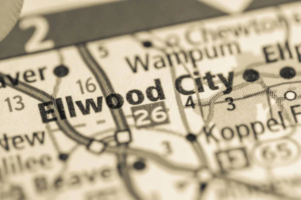 Ellwood Cityben Pennsylvaniában Amerikai Térkép — Stock Fotó