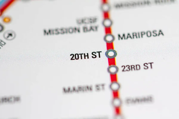 Stazione 20Esima Mappa Metropolitana San Francisco — Foto Stock