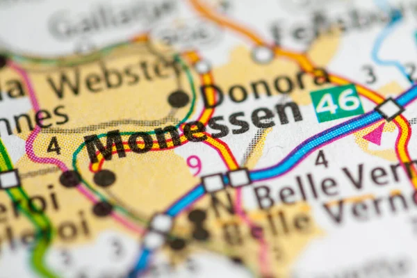 Monessen Pensylvánie Mapa Usa — Stock fotografie