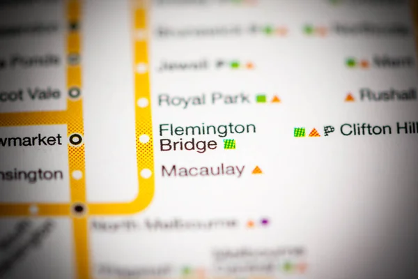 フレミントン ブリッジ駅 メルボルン地図 — ストック写真