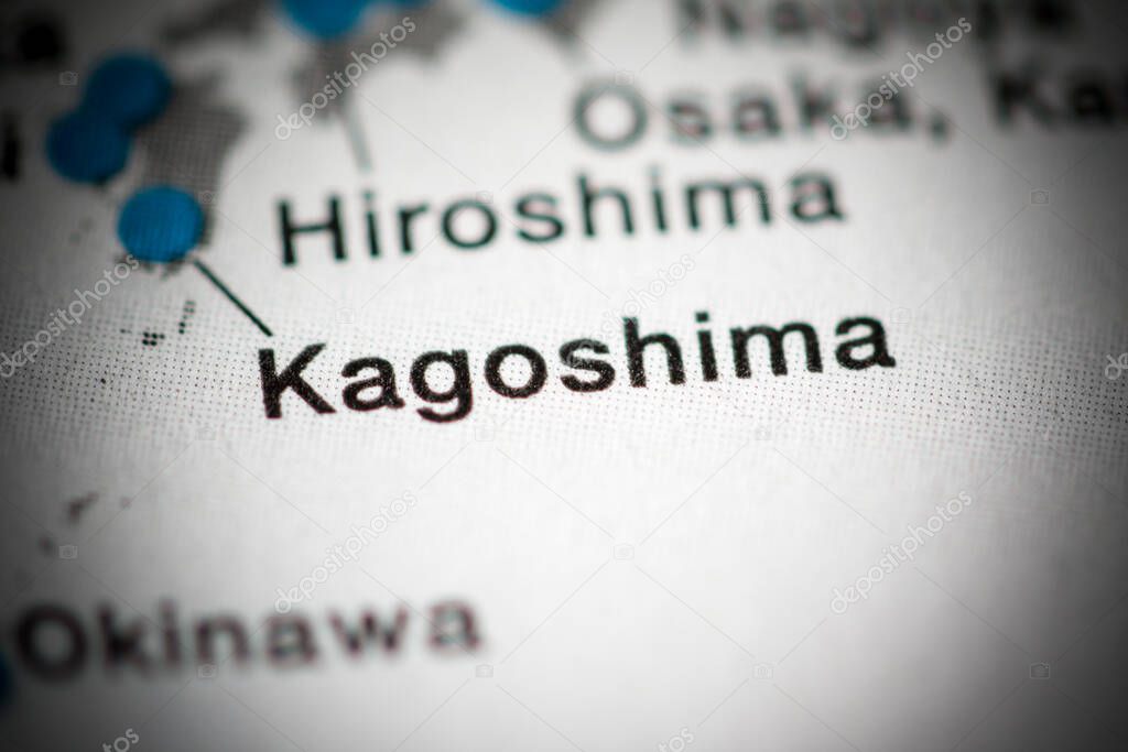 Kagoshima, Japan cartography illustration map 