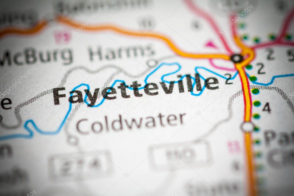 Fayetteville. Tennessee. USA. Road Map Concept