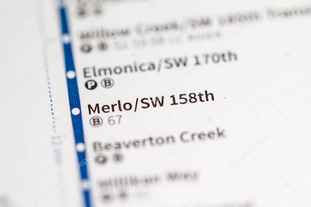 Merlo / SW 158th Station. Portland Metro map.