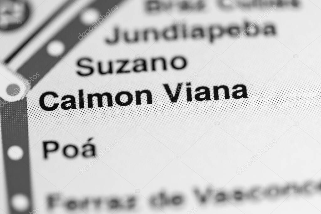 Calmon Viana Station. Sao Paolo Metro map.