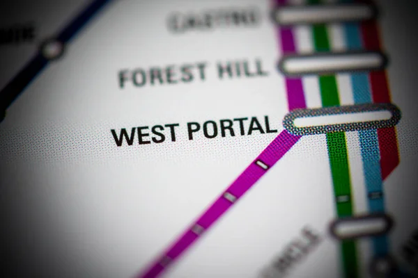 Het West Portal Station Metrokaart Van San Francisco — Stockfoto