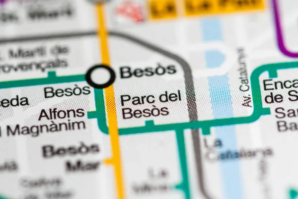 Estação Parc Del Besos Mapa Metro Barcelona — Fotografia de Stock