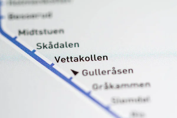 Vettakollen Állomás Oslo Metrótérkép — Stock Fotó