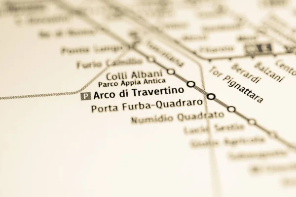 Stacja Arco Travertino Mapa Metra Rzymie — Zdjęcie stockowe