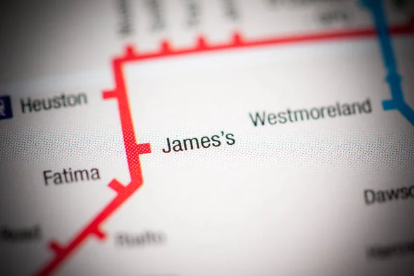 詹姆斯车站 都柏林地铁地图 — 图库照片