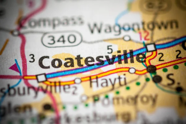 Coatesville Pensilvânia Eua Conceito Mapa Rodoviário — Fotografia de Stock