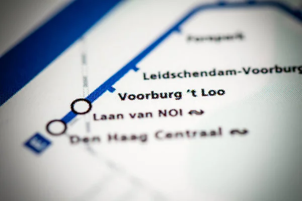Voorburg Loo Állomás Rotterdami Metrótérkép — Stock Fotó