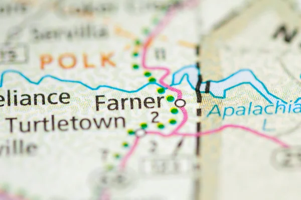 Farner Tennessee Eua Conceito Mapa Rodoviário — Fotografia de Stock