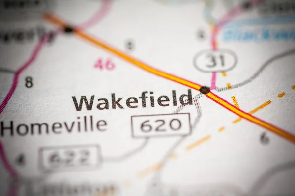 Wakefield Virginia Eua Conceito Mapa Rodoviário — Fotografia de Stock