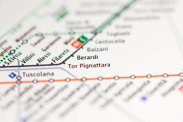 Stacja Berardi Mapa Metra Rzymie — Zdjęcie stockowe