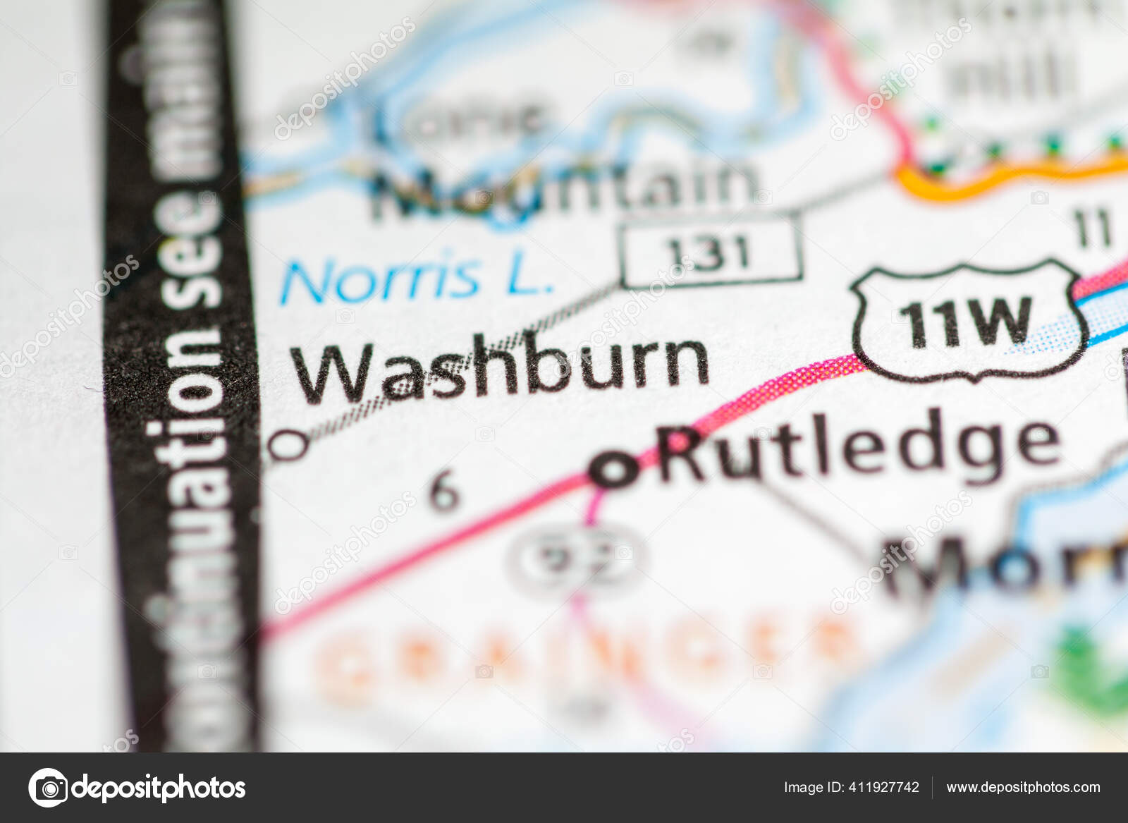 Washburn Tennessee Usa Road Map Concept Stock Photo by