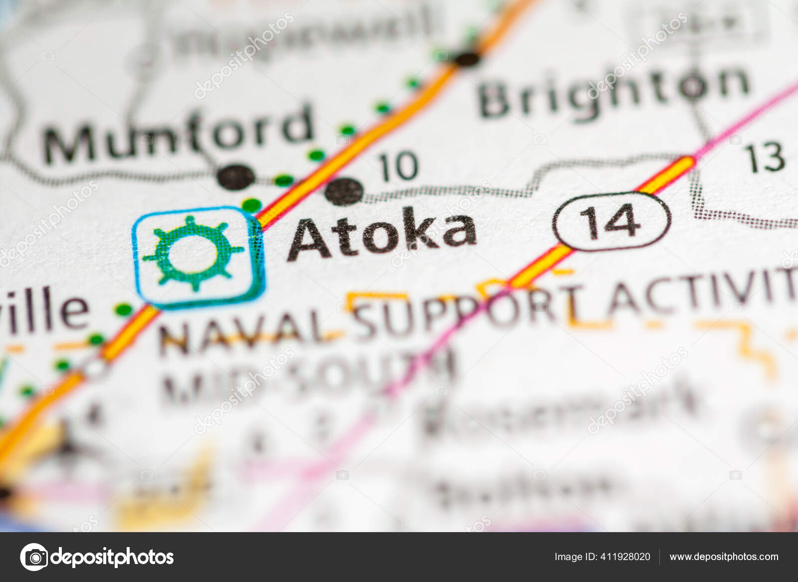 Atoka Tennessee Hoja Ruta Concepto fotografía de stock
