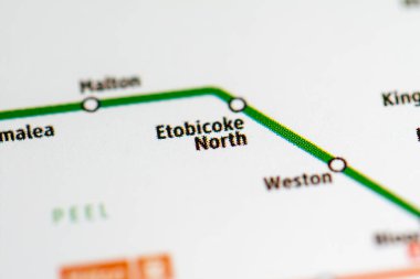 Etobicoke North Station. Toronto Metro map. clipart