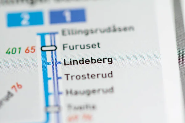 林德伯格车站奥斯陆地铁地图 — 图库照片