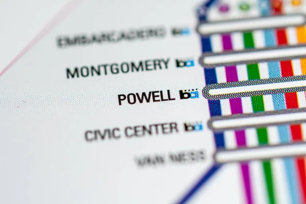 Estación Powell Mapa Del Metro San Francisco —  Fotos de Stock