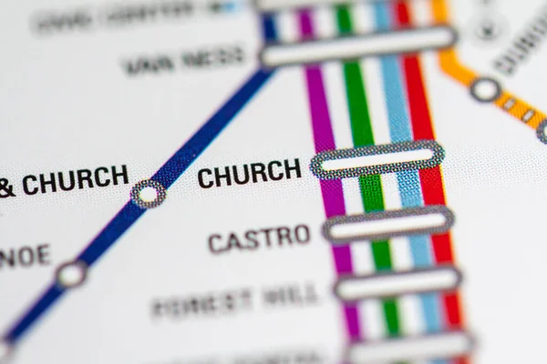 Estación Church Mapa Del Metro San Francisco —  Fotos de Stock