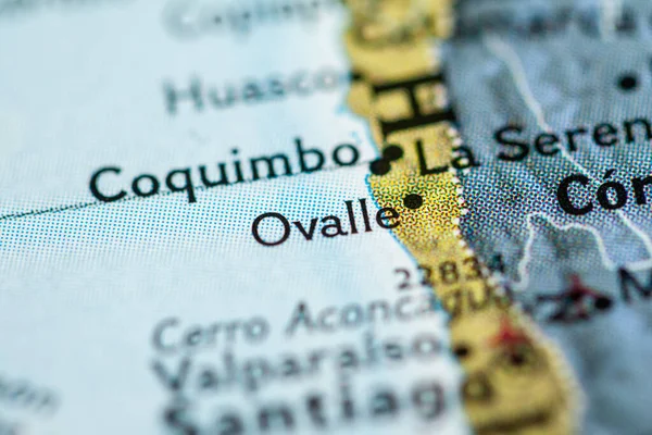 Chile on geography map background, close up