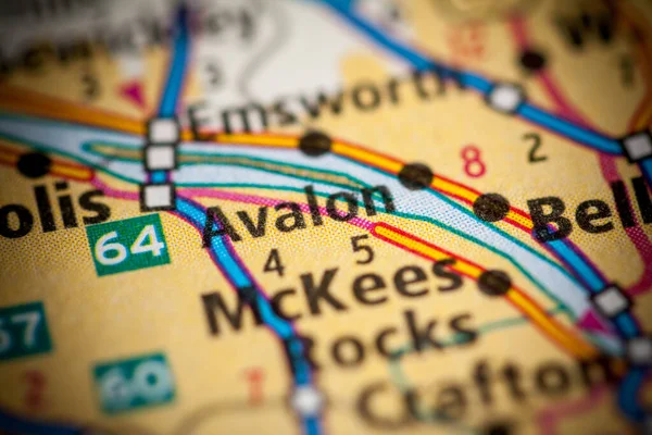 Avalon Pennsylvania Mapa Usa — Foto de Stock