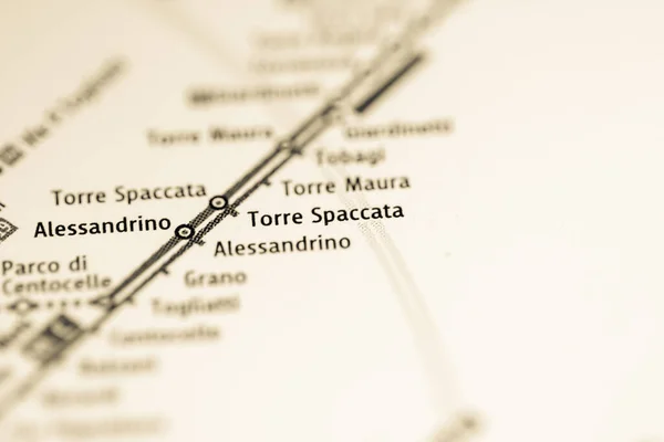 Stacja Torre Spaccata Mapa Metra Rzymie — Zdjęcie stockowe