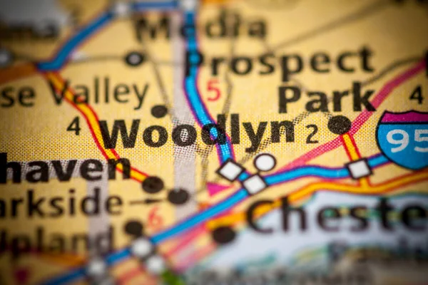 Woodlyn Pensilvânia Eua Conceito Mapa Rodoviário — Fotografia de Stock