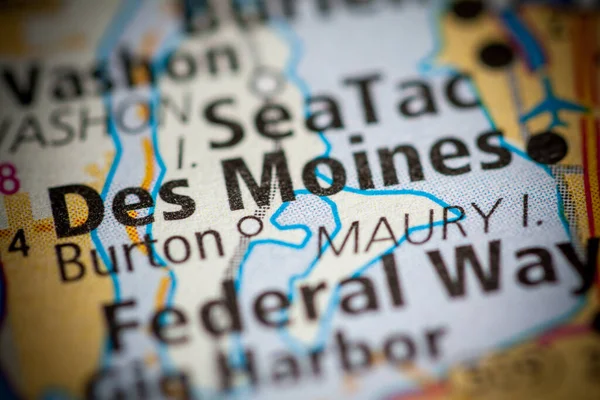Des Moines Washington Mappa Degli Stati Uniti — Foto Stock