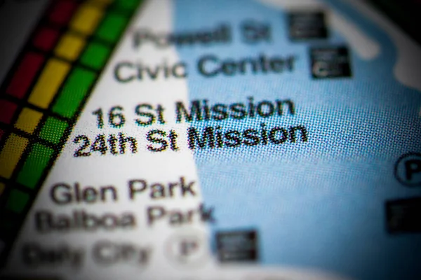 24Esima Stazione Missionaria Mappa Metropolitana San Francisco — Foto Stock