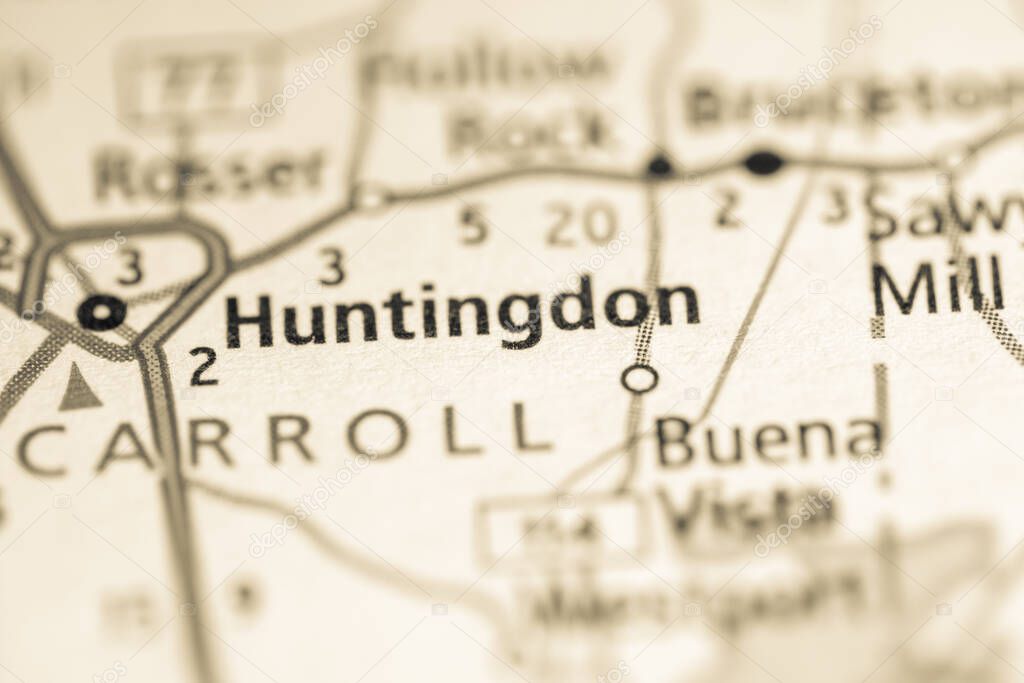 Huntingdon. Tennessee. USA road map concept