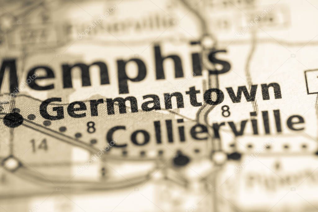 Germantown. Tennessee. USA road map concept