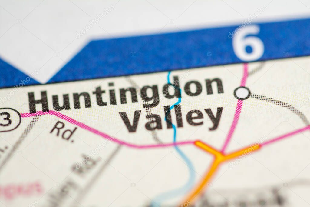 Huntingdon Valley. Pennsylvania. USA. Road Map Concept