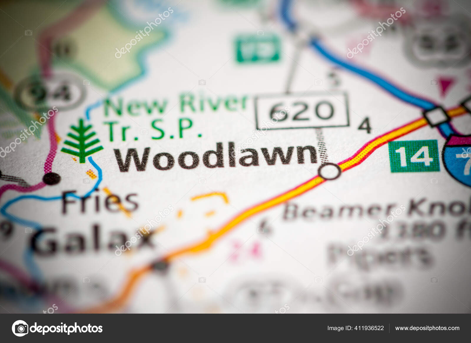 Woodlawn Virginia Usa Road Map Concept Stock Photo by