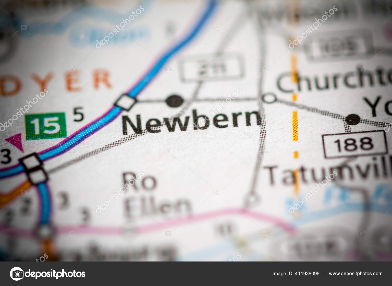 Newbern Tennessee Usa Road Map Concept Stock Photo by