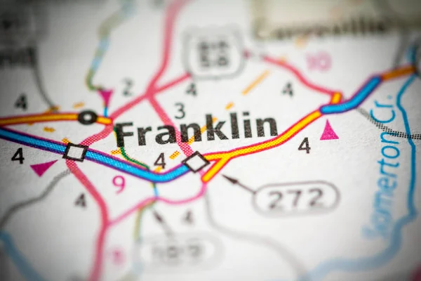 Franklin Virginia Estados Unidos Mapa Carreteras Concepto —  Fotos de Stock