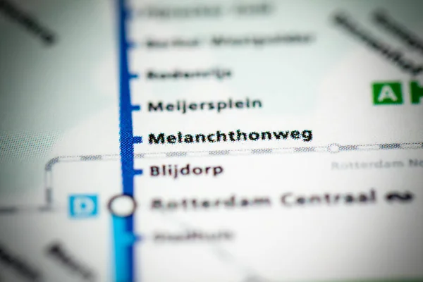 Melanchthonweg Állomás Rotterdami Metrótérkép — Stock Fotó