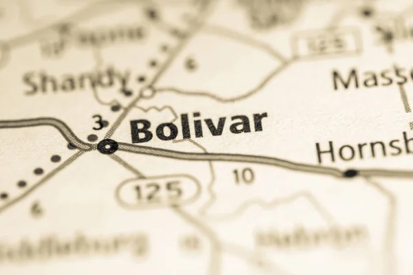 Bolívar Tennessee Hoja Ruta Concepto — Foto de Stock