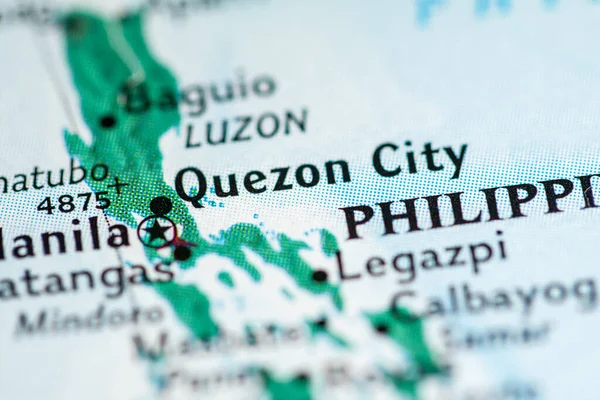 Quezon City Filipinas Sobre Mapa Geográfico — Fotografia de Stock