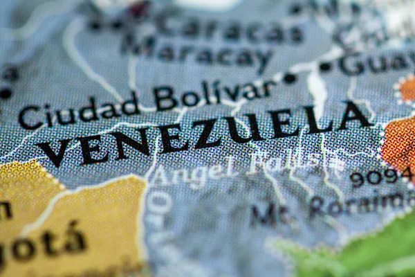 Venezuela Auf Geographischer Landkarte Hintergrund Nahaufnahme — Stockfoto