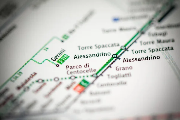 Stacja Alessandrino Mapa Metra Rzymie — Zdjęcie stockowe