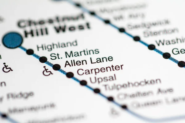 Allen Lane Stationen Philadelphia Metro Karta — Stockfoto
