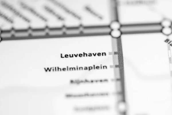 Leuvehaven车站鹿特丹地铁地图 — 图库照片