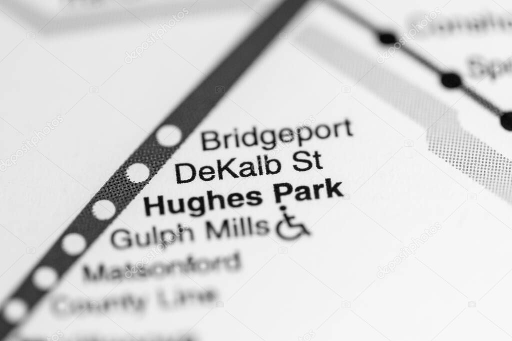 Estación DeKalb St. Mapa del metro de Filadelfia. 2023